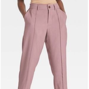 High-Rise Slim Straight Leg Pintuck Ankle Pants